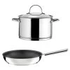 Cuisinox Casseroles 1 Faitout Inox 24cm Avec Couvercle Et 1 Poêle 28 Cm Revêtue En Acier -Accessoires de cuisson Soldes 1 faitout inox 24cm avec couvercle et 1 poele 28 cm revetue en acier