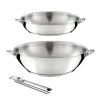 Cuisinox Casseroles 1 Wok Inox 28cm, 1 Poêle Inox 24cm, 1 Poignée Amovible En Acier Inoxy -Accessoires de cuisson Soldes 1 wok inox 28cm 1 poele inox 24cm 1 poignee amovible en acier inoxy