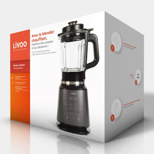 Livoo Accessoires De Cuisson Blender Chauffant En Acier Inoxydable Noir 7 Livoo Accessoires De Cuisson Blender Chauffant En Acier Inoxydable Noir – Image 5