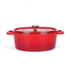 Livoo Cocottes Cocotte Ovale En émail Rouge -Accessoires de cuisson Soldes cocotte ovale en email rouge 5