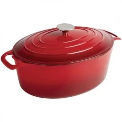 Vogue Cocottes Cocotte Ovale En Fonte Rouge 5 L