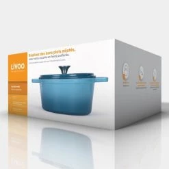 Livoo Cocottes Cocotte Ronde En émail Bleu -Accessoires de cuisson Soldes cocotte ronde en email bleu 5