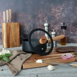 OGO Living Accessoires De Cuisson Couvercle En Verre Et Bois 16 Cm -Accessoires de cuisson Soldes couvercle en verre et bois 16 cm 3