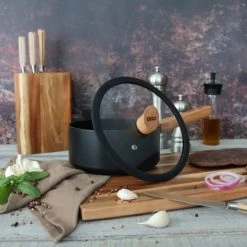 OGO Living Accessoires De Cuisson Couvercle En Verre Et Bois 20 Cm -Accessoires de cuisson Soldes couvercle en verre et bois 20 cm 2