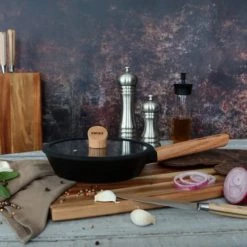 OGO Living Accessoires De Cuisson Couvercle En Verre Et Bois 20 Cm -Accessoires de cuisson Soldes couvercle en verre et bois 20 cm 3