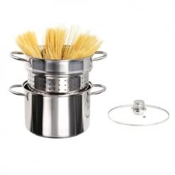 Livoo Casseroles Cuiseur à Pâtes En Acier Inoxydable Gris -Accessoires de cuisson Soldes cuiseur a pates en acier inoxydable gris 1