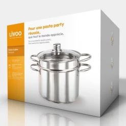 Livoo Casseroles Cuiseur à Pâtes En Acier Inoxydable Gris -Accessoires de cuisson Soldes cuiseur a pates en acier inoxydable gris 2