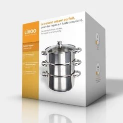 Livoo Casseroles Cuiseur Vapeur En Acier Inoxydable Argent -Accessoires de cuisson Soldes cuiseur vapeur en acier inoxydable argent 2