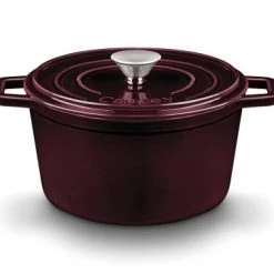 Castey Casseroles Faitout 18 Cm En Fonte émaillée Bordeaux Avec Couvercle, Tous Feux