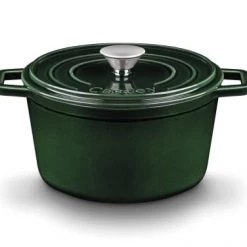 Castey Casseroles Faitout 20 Cm En Fonte émaillée Vert Avec Couvercle, Tous Feux