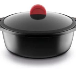 Castey Casseroles Faitout 24cm Antiadhésif, Fonte D’alu, Couvercle Et Anses, Tous Feux