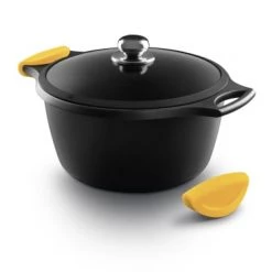 Castey Casseroles Faitout 28 Cm Antiadhésif, Fonte D’alu, Couvercle, Anses,non Induction