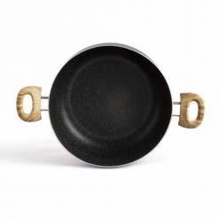 Livoo Casseroles Faitout 28 Cm Aspect Pierre Et Bois En Aluminium Noir -Accessoires de cuisson Soldes faitout 28 cm aspect pierre et bois en aluminium noir 3