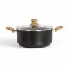 Livoo Casseroles Faitout Aspect Pierre Et Bois En Aluminium Noir -Accessoires de cuisson Soldes faitout aspect pierre et bois en aluminium noir
