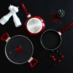 Menastyl Cocottes Faitout Avec Couvercle En Aluminium Et Verre 24 Cm -Accessoires de cuisson Soldes faitout avec couvercle en aluminium et verre 24 cm 3