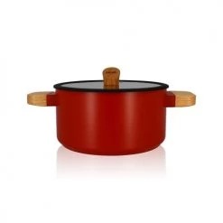 OGO Living Cocottes Faitout En Aluminium Et Céramique Paprika 24cm