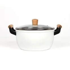 Livoo Casseroles Faitout Wood Line En Aluminium Blanc