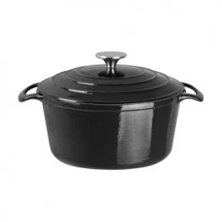 Vogue Cocottes Grande Cocotte Ronde En Fonte Noire 4 L