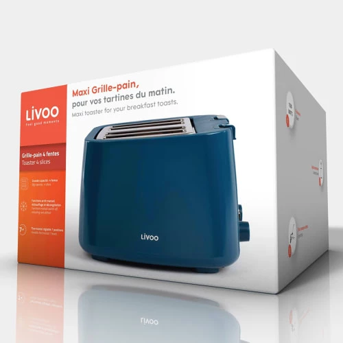 Accessoires De Cuisson Livoo Grille-pain 4 Fentes En Polypropylène Bleu 7 Accessoires De Cuisson Livoo Grille-pain 4 Fentes En Polypropylène Bleu – Image 5