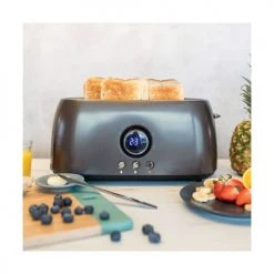 Accessoires De Cuisson Livoo Grille-pain à Affichage Digital En Acier Inoxydable Gris -Accessoires de cuisson Soldes livoo grille pain a affichage digital en acier inoxydable gris 2