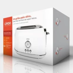 Accessoires De Cuisson Livoo Grille-pains Retro 2 Fentes En Acier Inoxydable Blanc -Accessoires de cuisson Soldes livoo grille pains retro 2 fentes en acier inoxydable blanc 4
