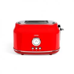 Accessoires De Cuisson Livoo Grille-pains Retro 2 Fentes En Acier Inoxydable Rouge