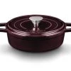Castey Casseroles Mijoteuse 22 Cm En Fonte émaillée Bordeaux Avec Couvercle, Tous Feux