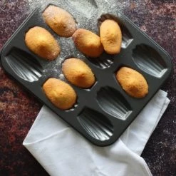 Menastyl Plats à Four Plaque à 12 Madeleines En Acier Carbone Anti Adhésif -Accessoires de cuisson Soldes plaque a 12 madeleines en acier carbone anti adhesif 2