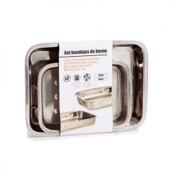 Wadiga Plats à Four Plats Four Rectangulaire En Acier Inoxydable - Lot De 2 -Accessoires de cuisson Soldes plats four rectangulaire en acier inoxydable lot de 2 2
