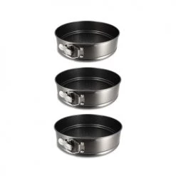 Menastyl Plats à Four Set 3 Moules à Charnières En Acier Carbone 22 Cm, 24 Cm Et 26 Cm