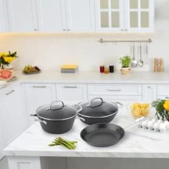 BOJ Casseroles Set De 1 Casserole, 1 Poêle Et 1 Marmite Hollandaise -Accessoires de cuisson Soldes set de 1 casserole 1 poele et 1 marmite hollandaise 4