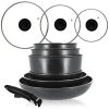 Menastyl Set De 10 Pièces Poêles Et Casseroles Pour Induction En Aluminium -Accessoires de cuisson Soldes set de 10 pieces poeles et casseroles pour induction en aluminium