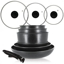 Menastyl Set De 10 Pièces Poêles Et Casseroles Pour Induction En Aluminium