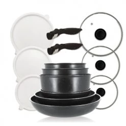 Menastyl Set De 14 Pièces Poêles Et Casseroles Pour Induction En Aluminium