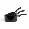Livoo Set De 3 Casseroles Aspect Pierre En Aluminium Noir -Accessoires de cuisson Soldes set de 3 casseroles aspect pierre en aluminium noir