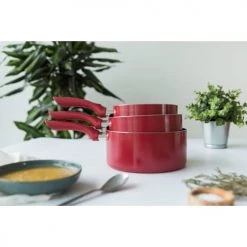 Livoo Set De 3 Casseroles Aspect Pierre En Aluminium Rouge Bordeaux -Accessoires de cuisson Soldes set de 3 casseroles aspect pierre en aluminium rouge bordeaux 7