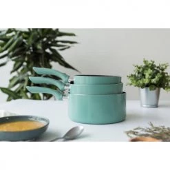 Livoo Set De 3 Casseroles Aspect Pierre En Aluminium Vert -Accessoires de cuisson Soldes set de 3 casseroles aspect pierre en aluminium vert 3