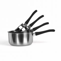 Livoo Set De 4 Casseroles Acier Inoxydable En Acier Inoxydable Noir