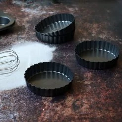 Menastyl Plats à Four Set De 4 Mini Moules à Tarte En Acier Carbone 13 Cm -Accessoires de cuisson Soldes set de 4 mini moules a tarte en acier carbone 13 cm 5