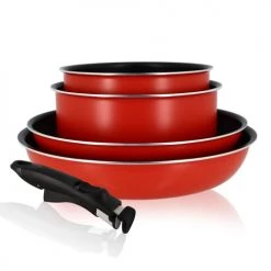 Menastyl Casseroles Set De 5 Pièces Non Induction Avec Poignée Amovible En Aluminium -Accessoires de cuisson Soldes set de 5 pieces non induction avec poignee amovible en aluminium 4