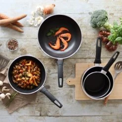 Menastyl Set De 5 Pièces Poêles Et Casseroles En Aluminium Tous Feux -Accessoires de cuisson Soldes set de 5 pieces poeles et casseroles en aluminium tous feux 2