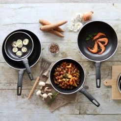 Menastyl Set De 5 Pièces Poêles Et Casseroles En Aluminium Tous Feux -Accessoires de cuisson Soldes set de 5 pieces poeles et casseroles en aluminium tous feux 4