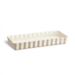 Emile Henry Plats à Four Tourtière Longue Rectangle Argile En Céramique Beige